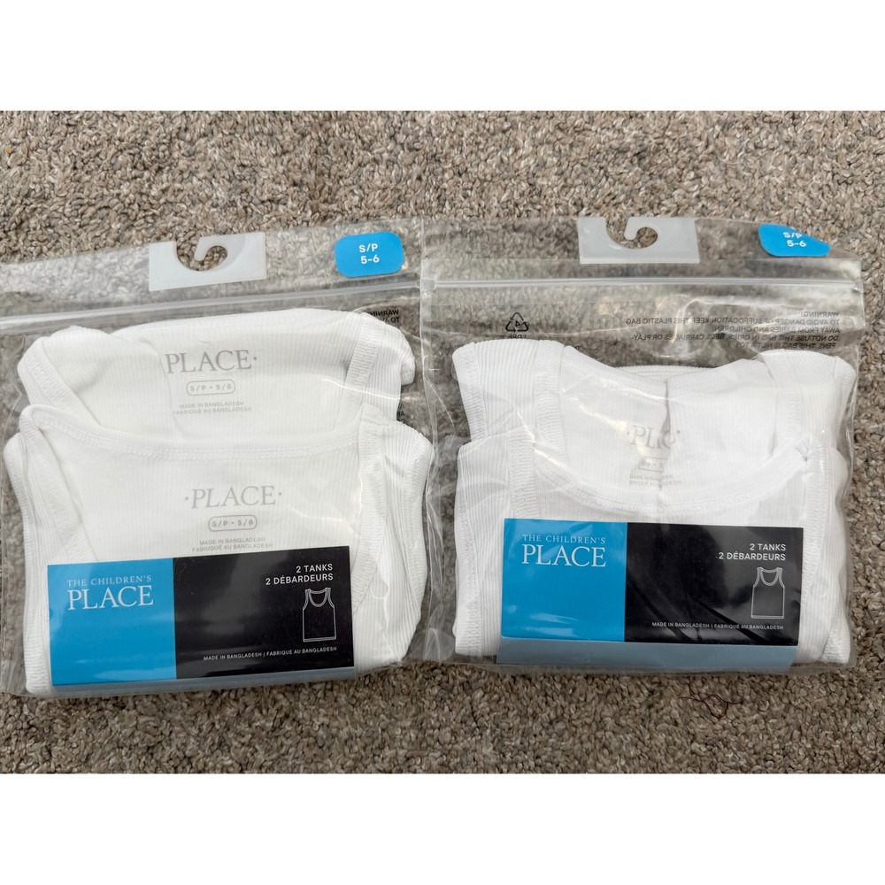The Children's Place Boys White Tank Tops 4-Pack – Size Small (5-6) – NIP - Picture 2 of 4